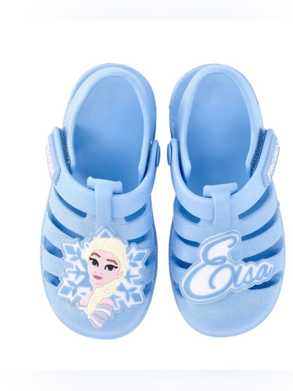 Disney Frozen Elsa Girls Blue Glitter Fisherman Sandals Size 11 NWT